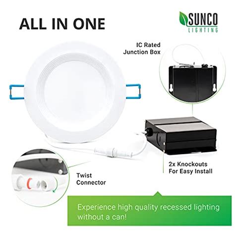 4 ultra-thin recessed ceiling light with junction box|sunco ceiling lights 4 inch.